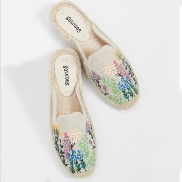 Anthropologie Soludos Wildflower Mules in Light Sand size 9.5 - Picture 3 of 9